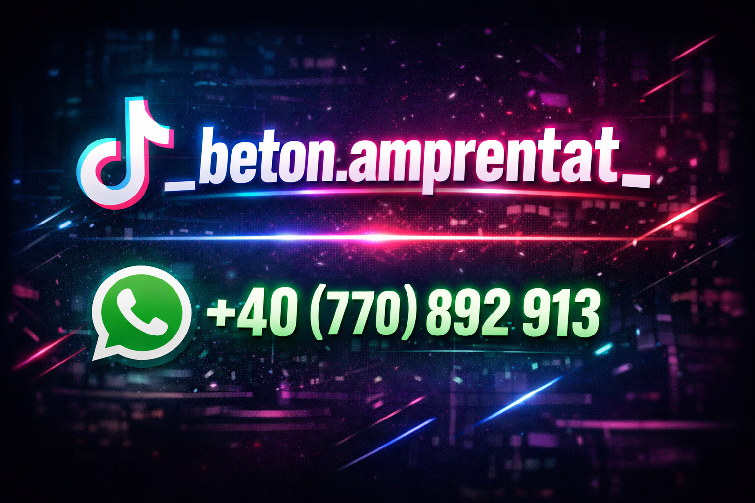 📲 Puneți-vă în contact cu noi!  Pentru lucrări de beton amprentat de calitate, nu ezitați să ne scrieți.  🎵 TikTok: beton.amprentat   💬 WhatsApp: +40 (770) 892 913    ✔️ Seriozitate   ✔️ Calitate   ✔️ Prețuri corecte    **Așteptăm mesajul dumneavoastră!